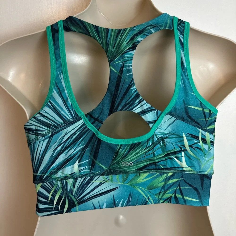 Tropical Leaf Pool Sports Bra Racerback DSG Size XL #1402 - Picture 3 of 5